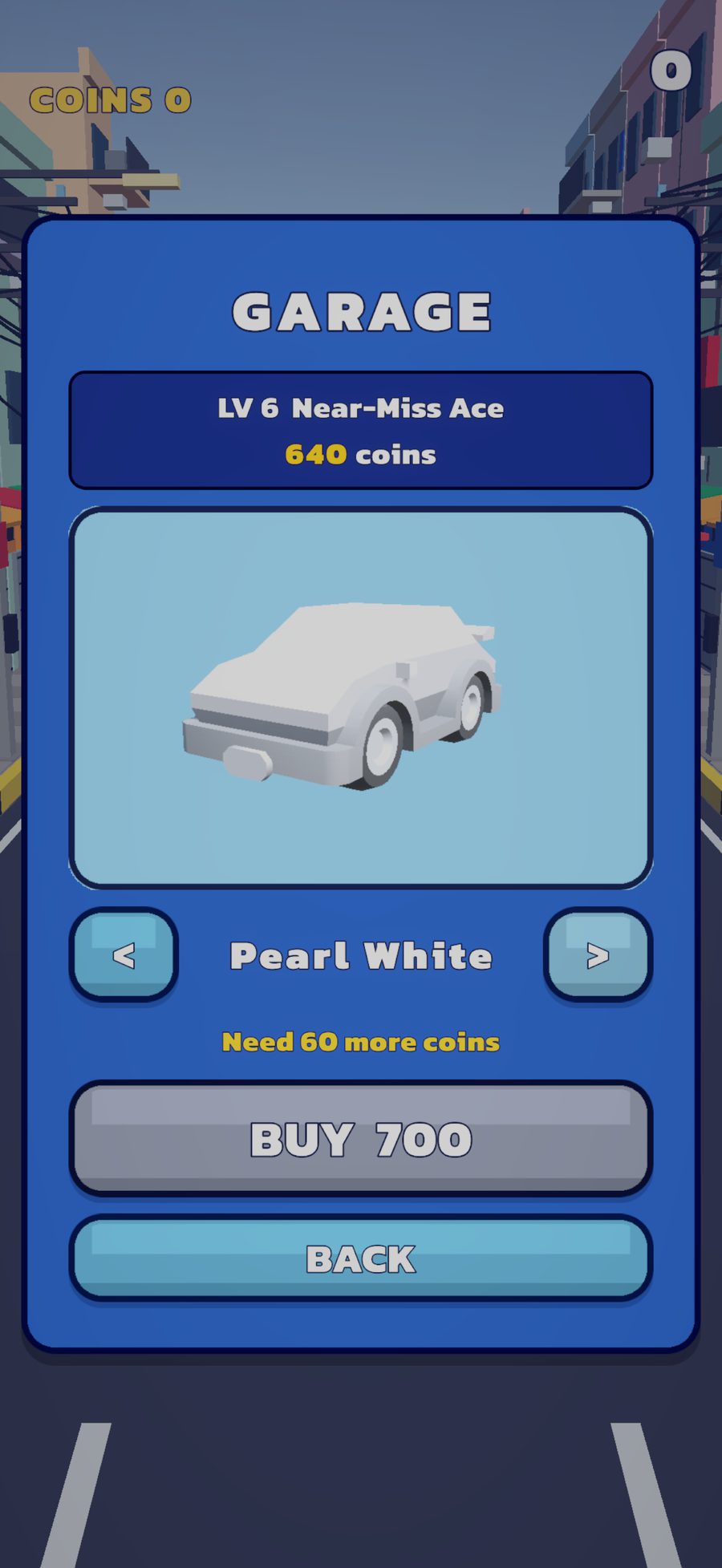 The garage: a car on a turntable with its price