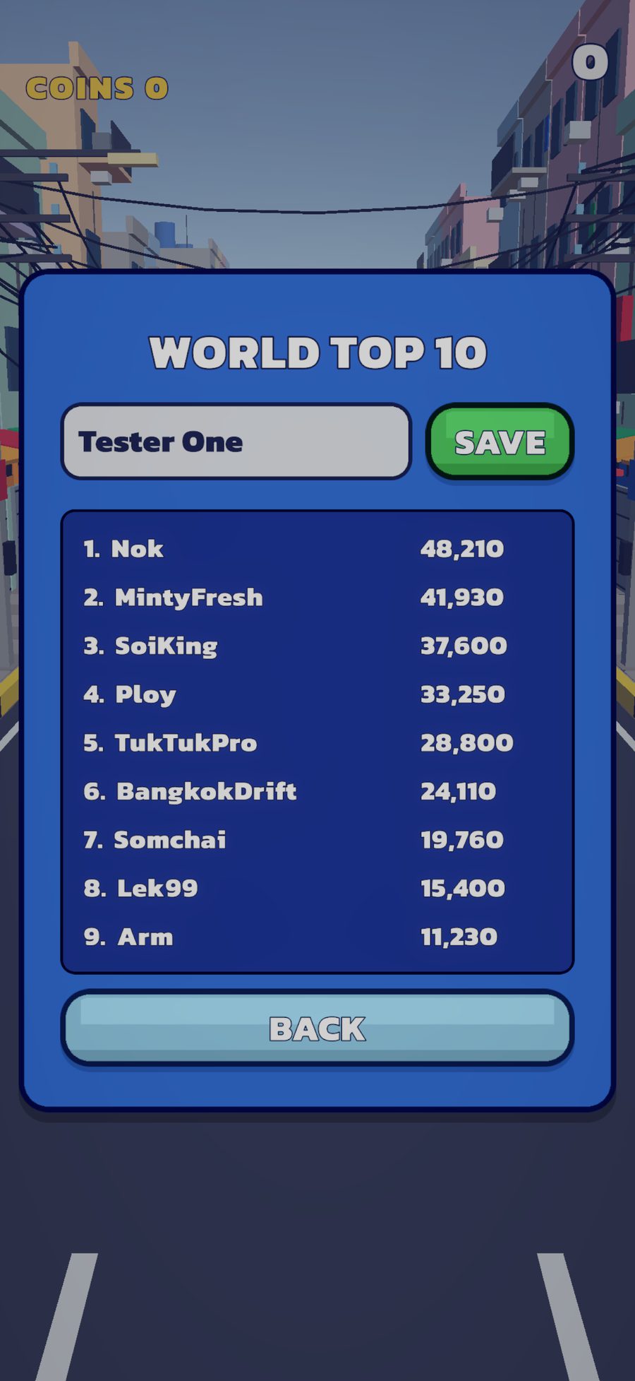 World top 10 with a nickname field